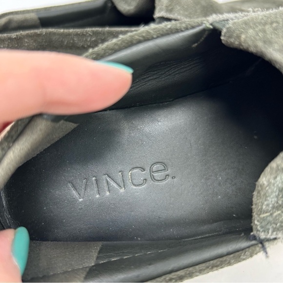 Vince Dark Green Suede Leather Slip On Comfort Platform Loafer Sneakers Size 6.5 - Picture 11 of 12